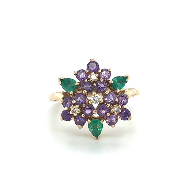 14K Yellow Gold Diamond & Stone Accent Ring