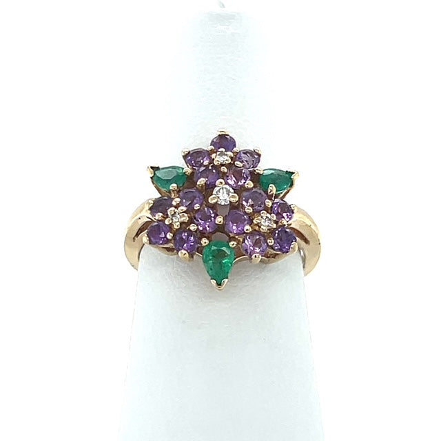14K Yellow Gold Diamond & Stone Accent Ring