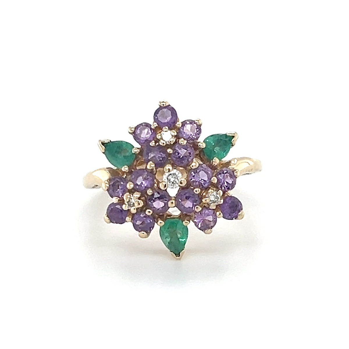 14K Yellow Gold Diamond & Stone Accent Ring