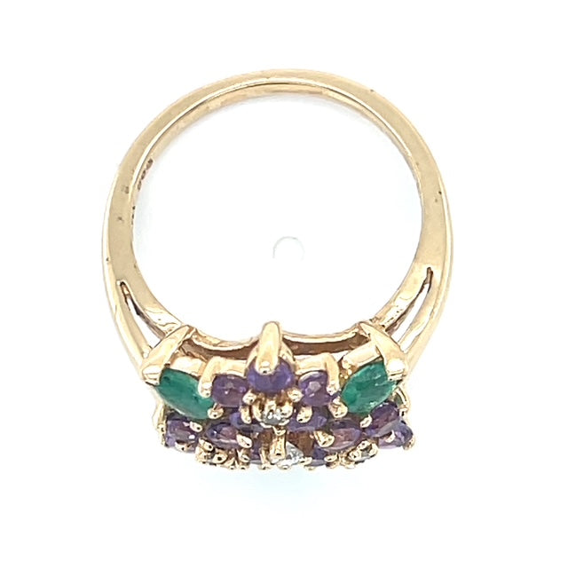14K Yellow Gold Diamond & Stone Accent Ring