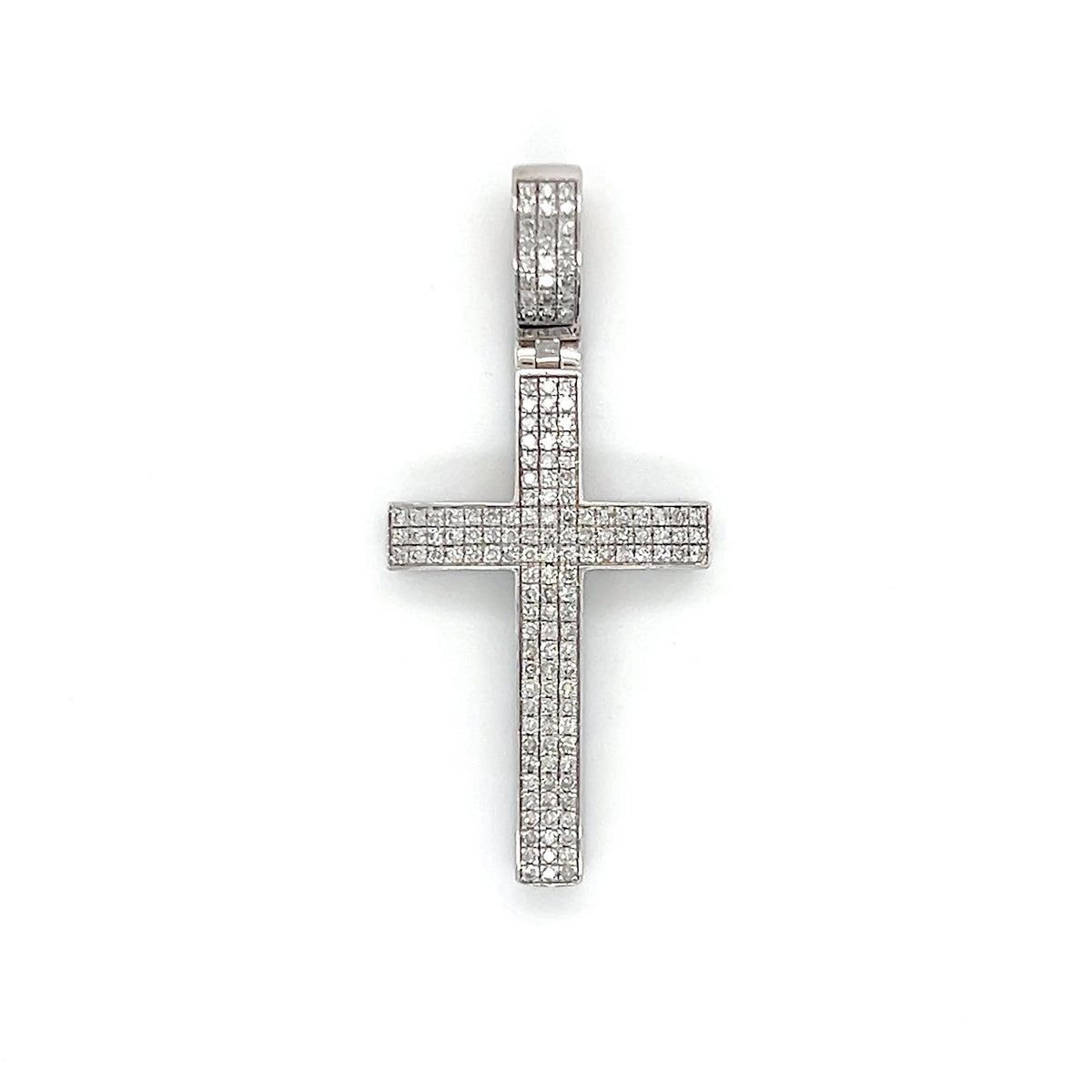 10K White Gold Diamond Cross Pendant