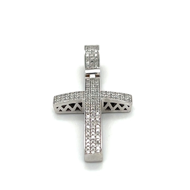 10K White Gold Diamond Cross Pendant