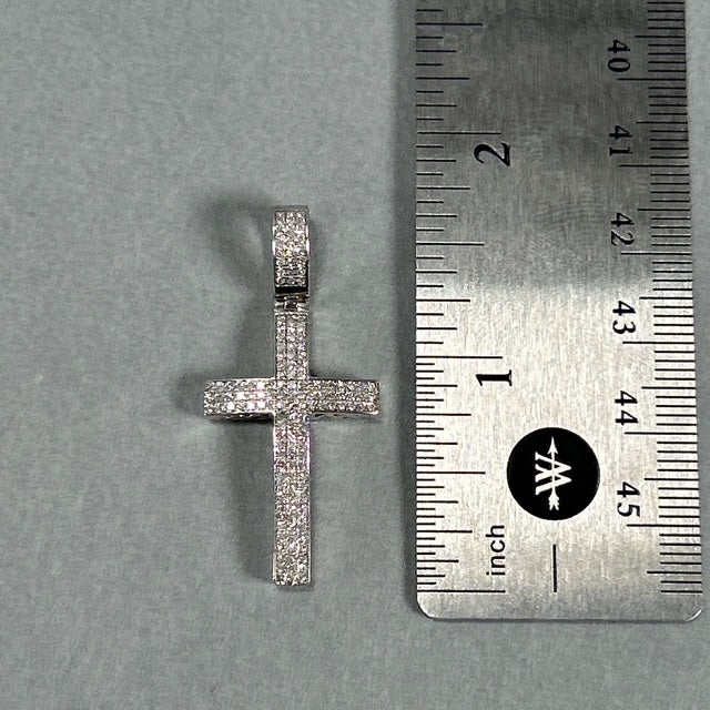 10K White Gold Diamond Cross Pendant