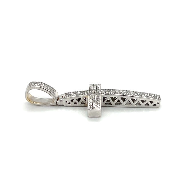 10K White Gold Diamond Cross Pendant