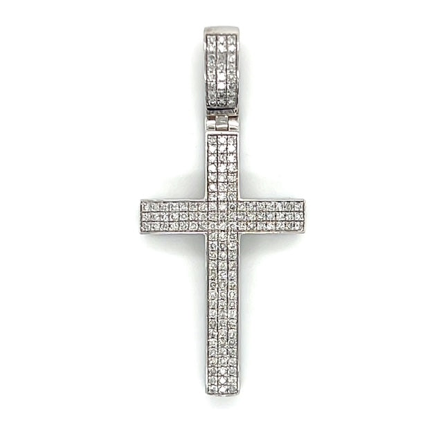 10K White Gold Diamond Cross Pendant