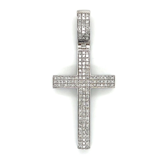10K White Gold Diamond Cross Pendant