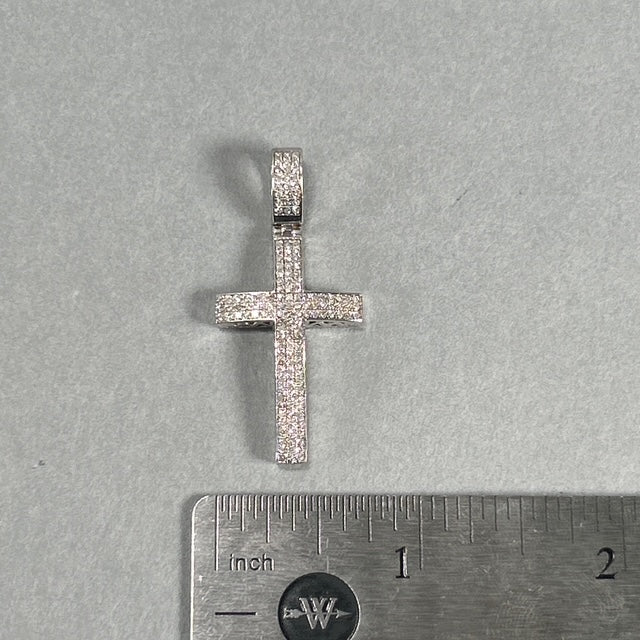 10K White Gold Diamond Cross Pendant