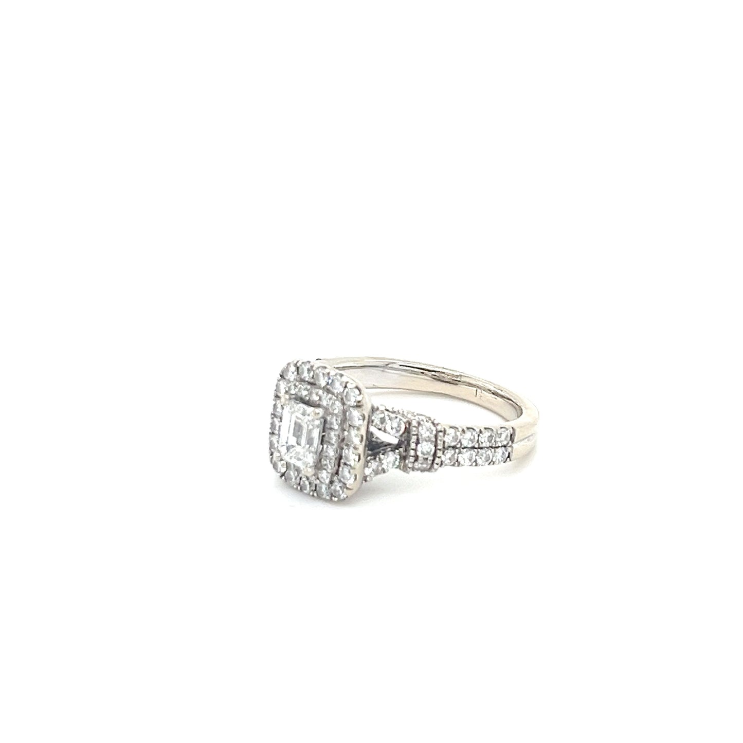 14K White Gold Diamond 1.22ctw Halo Engagement Ring