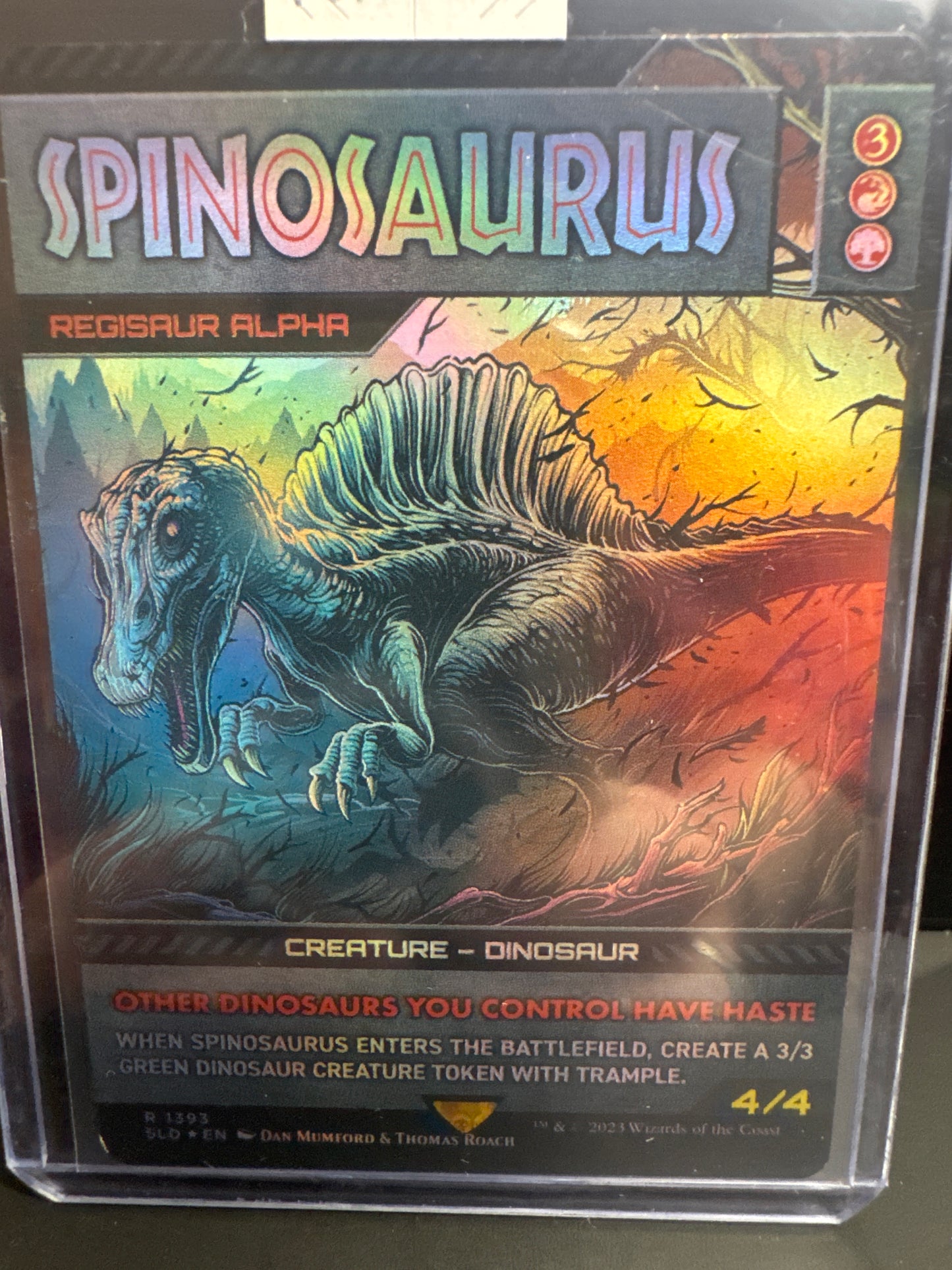 Spinosaurus foil Magic: The Gathering Jurassic World Collection trading card front