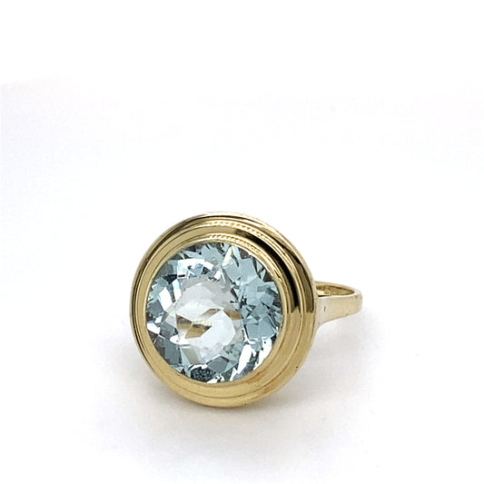 14K Yellow Gold Ring w/ Aquamarine; Size 6; 3.4g