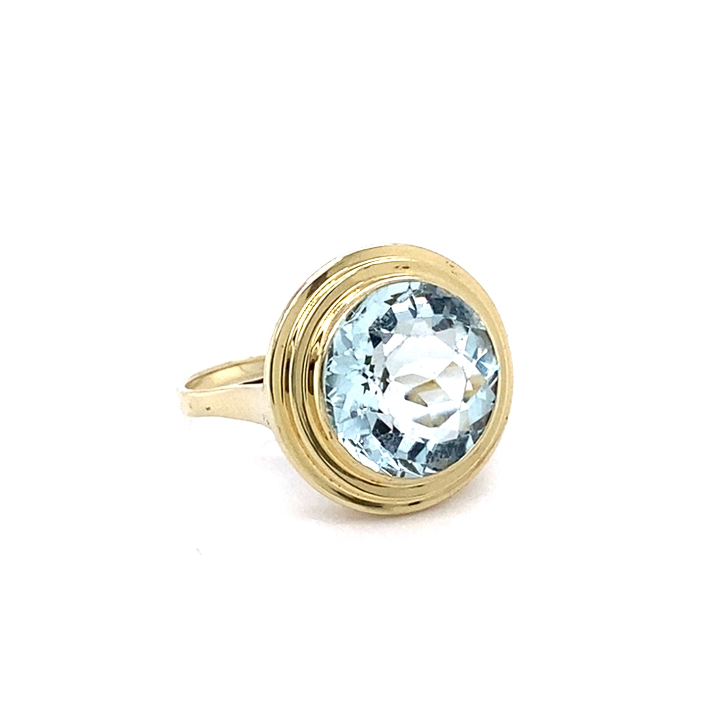 14K Yellow Gold Ring w/ Aquamarine; Size 6; 3.4g