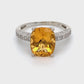 14K White Gold Citrine and Diamond Ring; 0.08CTW; Size 8; 3.9g