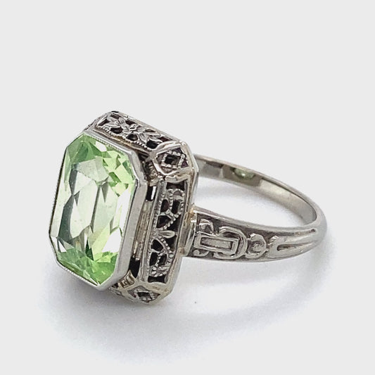 14K White Gold Vintage Lady's Ring; 1.9DWT: Size 5