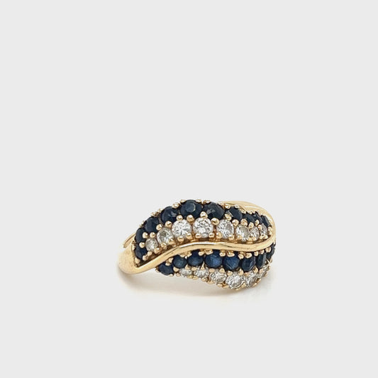 Gold Ring w/ Sapphires + Diamonds; 0.45CTW; Size 6; 5.4g