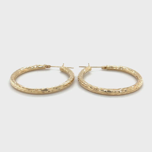 14K Yellow Gold Hoop Earrings; 2.0DWT; 3.1g