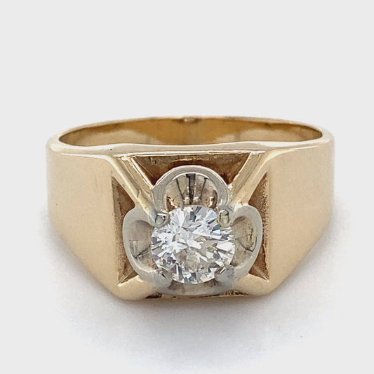 14K Yellow Gold Diamond Gentleman's Ring; 6.6DWT; Size 9