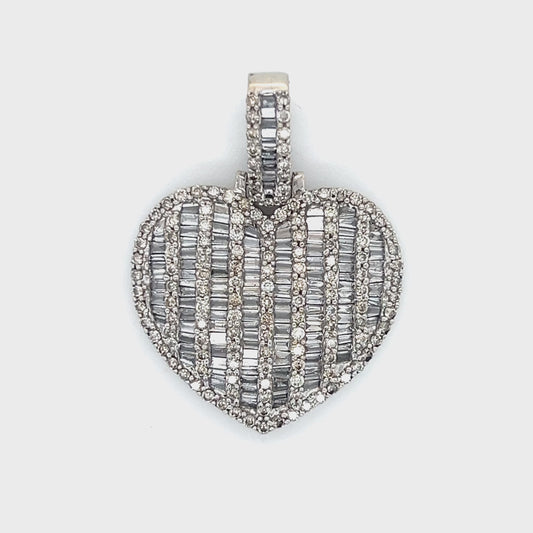 10K White Gold Diamond Heart Pendant; 1.5CTW; 9.3g