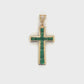 14K Yellow Gold Emerald Cross Pendant; 1.1DWT; 1.8g