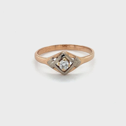 14K Rose Gold Diamond Lady's Fashion Ring; 0.10CTW; Size 6.5