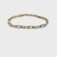 10K Yellow Gold Diamond Accent Aquamarine Tennis Bracelet; 7"; 2.7DWT