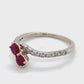 14K White Gold Diamond & Ruby Lady's Ring; 1.3DWT; Size 8