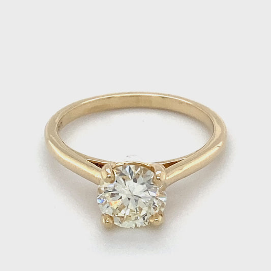14K Yellow Gold Diamond Solitaire Ring; 1.14CTW; 1.8DWT; 2.8g; Size:7