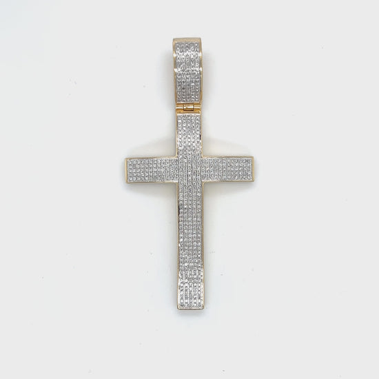 10K Yellow Gold Diamond Cross Pendant Video