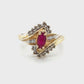 10K Yellow Gold Synthetic Ruby & CZ Lady's Accent Ring; 3.4g; Size 7