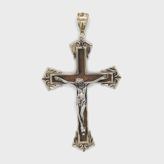 10K Two-Tone Gold Cross Pendant; 5.1g