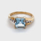 10K Yellow Gold & Blue Stone Ring; 1.8DWT; Size 6