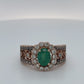 14K Rose Gold Ring w/ Emerald + 42x Halo Diamonds; 0.68CTW; Size 9