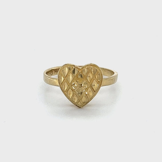 10K Yellow Gold Heart Lady's Ring; 1.1DWT; 1.6g; Size 5