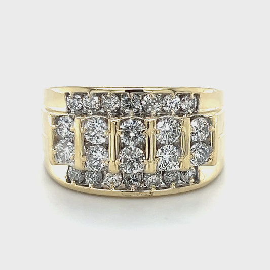 10K Yellow Gold Diamond Gentleman's Ring; Size 10