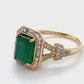 14K Yellow Gold Emerald & Diamond Ring; 0.34CTW; Size: 8