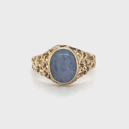 9K Yellow Gold Opal Lady's Ring; Size 7 Video