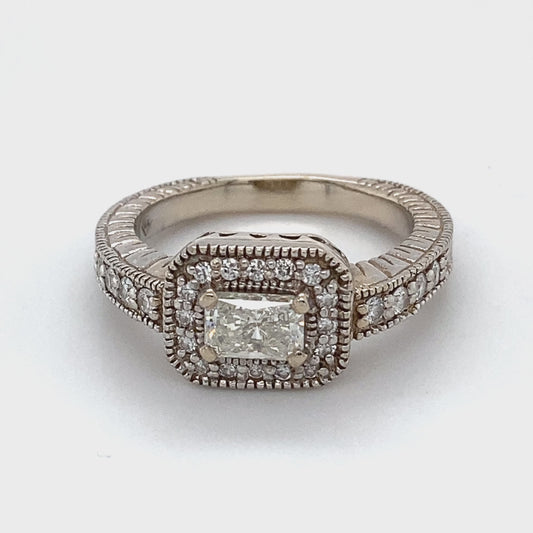 14K White Gold Diamond Ring; 1.01CTW; Size 8; 6.2g
