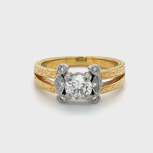 18K Yellow Gold Diamond Lady's Fashion Ring; Size 6.5