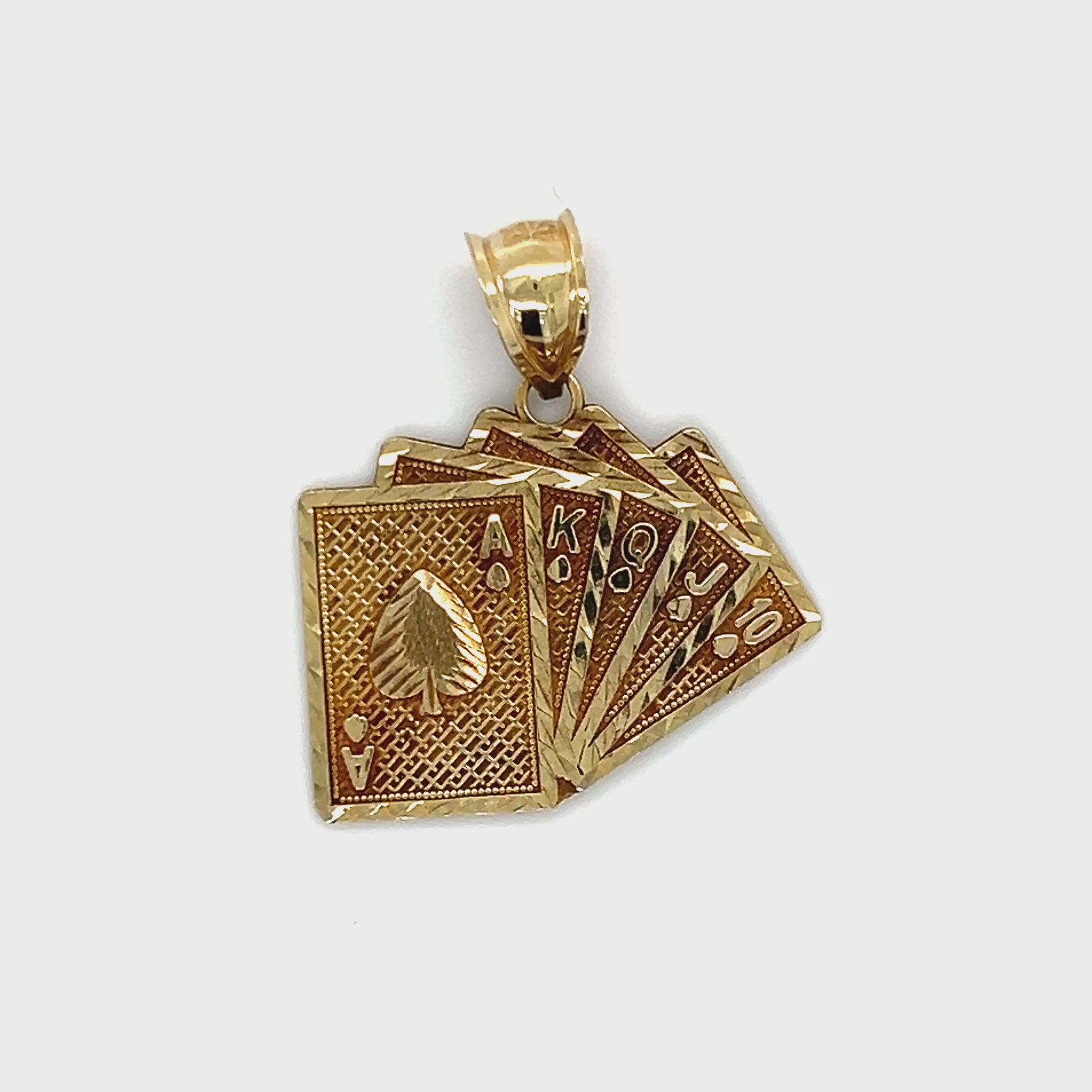 10K Yellow Gold Cards Pendant Video