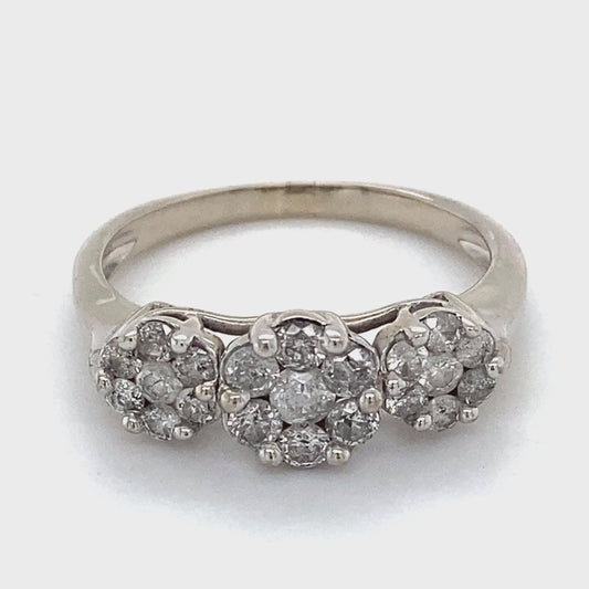 10K White Gold Diamond Lady's Fashion Ring; 2.3DWT; Size 9.5