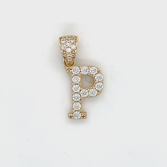 14K Yellow Gold CZ "P" Pendant; 0.7DWT: 1.1g