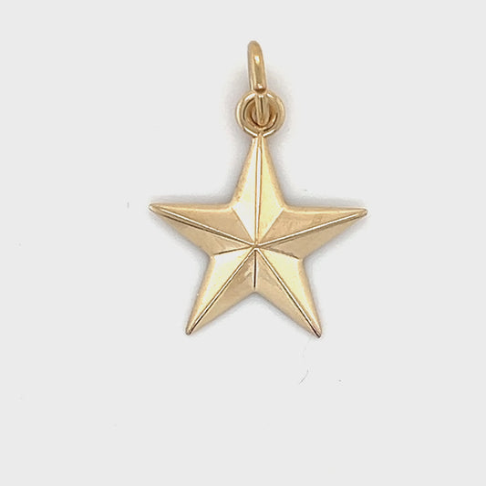 14K Yellow Gold Star Pendant; 0.6DWT