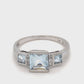 10K White Gold Aquamarine & Diamond Ring; 1.9g; Size 7