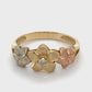 14K 3-Tone Gold Diamond Ring; White/Yellow/Rose; Size 9; 3.1g
