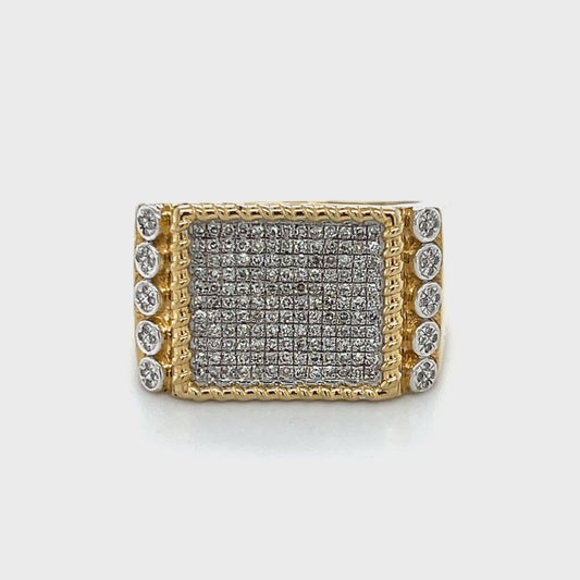 10K Yellow Gold Diamond Gentleman's Fashion Ring; Size 10 Video