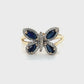 14K Yellow Gold Diamond & Sapphire Butterfly Lady's Ring; 0.25CTW; 3.5g; Size 9