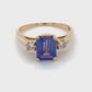 14K Yellow Gold Amethyst & Diamond Ring; 2.1DWT; Size 7