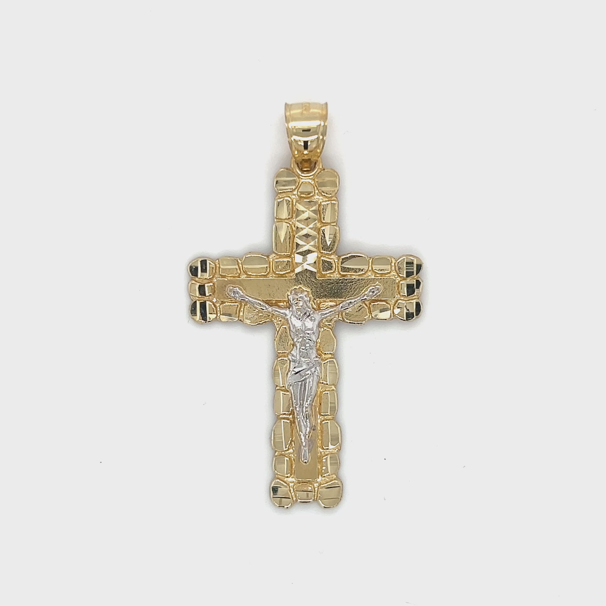 10K Two-Tone Gold Jesus on A Cross Pendant Video