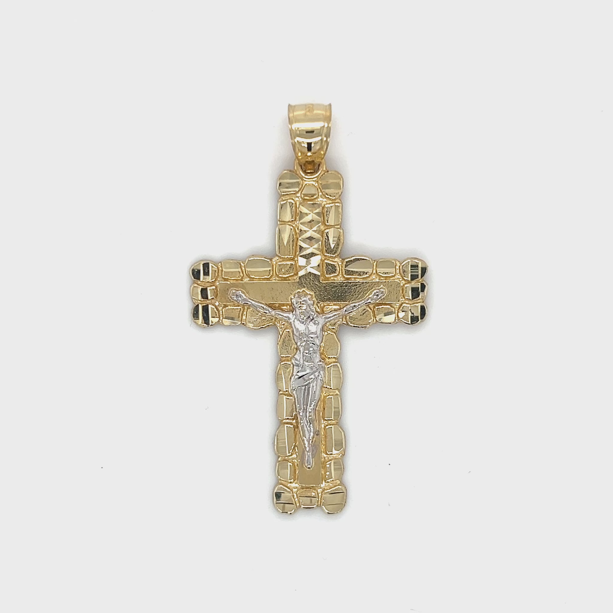 10K Two-Tone Gold Jesus on A Cross Pendant Video
