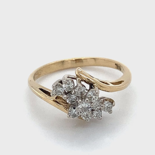 14K Yellow Gold Diamond Lady's Ring; 1.7DWT; Size 7