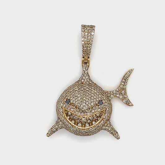 10K Yellow Gold Diamond Shark Pendant; 0.50 CTW; 7.3g